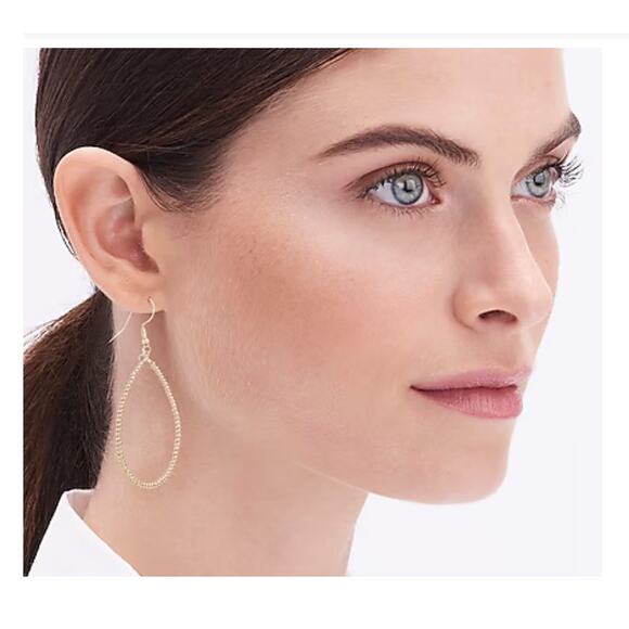 NWT J. Crew Gold Beaded Boho/Festival Hoop Earrings - Picture 4 of 8